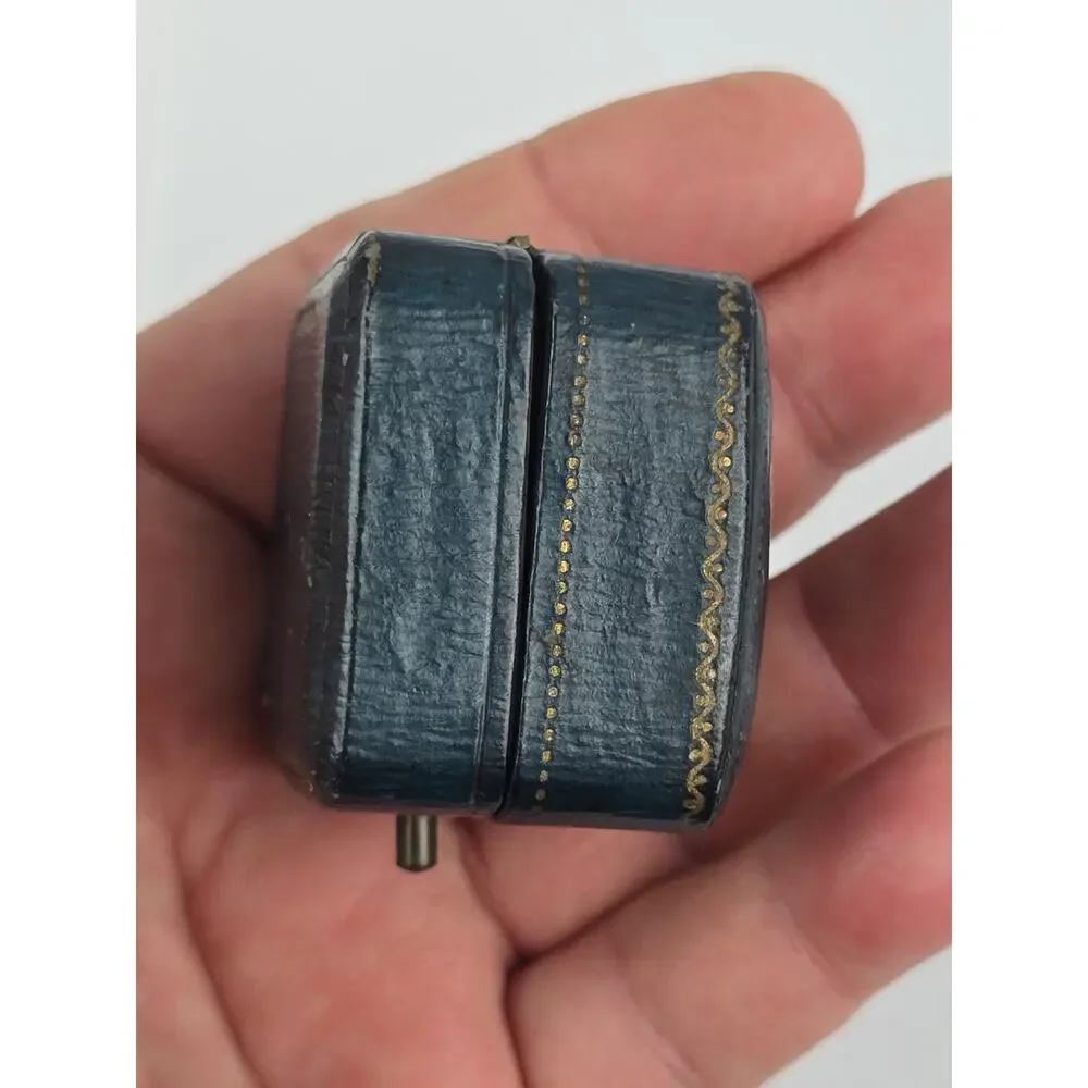 Antique Empty Blue Presentation Ring Box Push Button Made Germany Styles & sons
